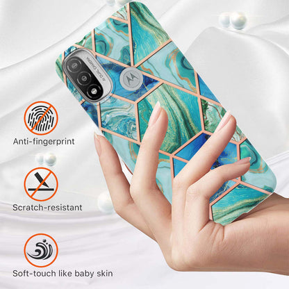 Anti-fingerprint IMD IML TPU Phone Cover Anti-fall Electroplating Marble Pattern 2.0mm Case for Motorola Moto E20/E30/E40