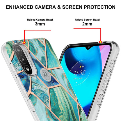 Anti-fingerprint IMD IML TPU Phone Cover Anti-fall Electroplating Marble Pattern 2.0mm Case for Motorola Moto E20/E30/E40