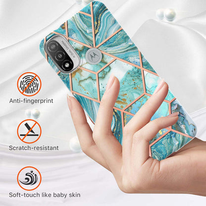 Anti-fingerprint IMD IML TPU Phone Cover Anti-fall Electroplating Marble Pattern 2.0mm Case for Motorola Moto E20/E30/E40