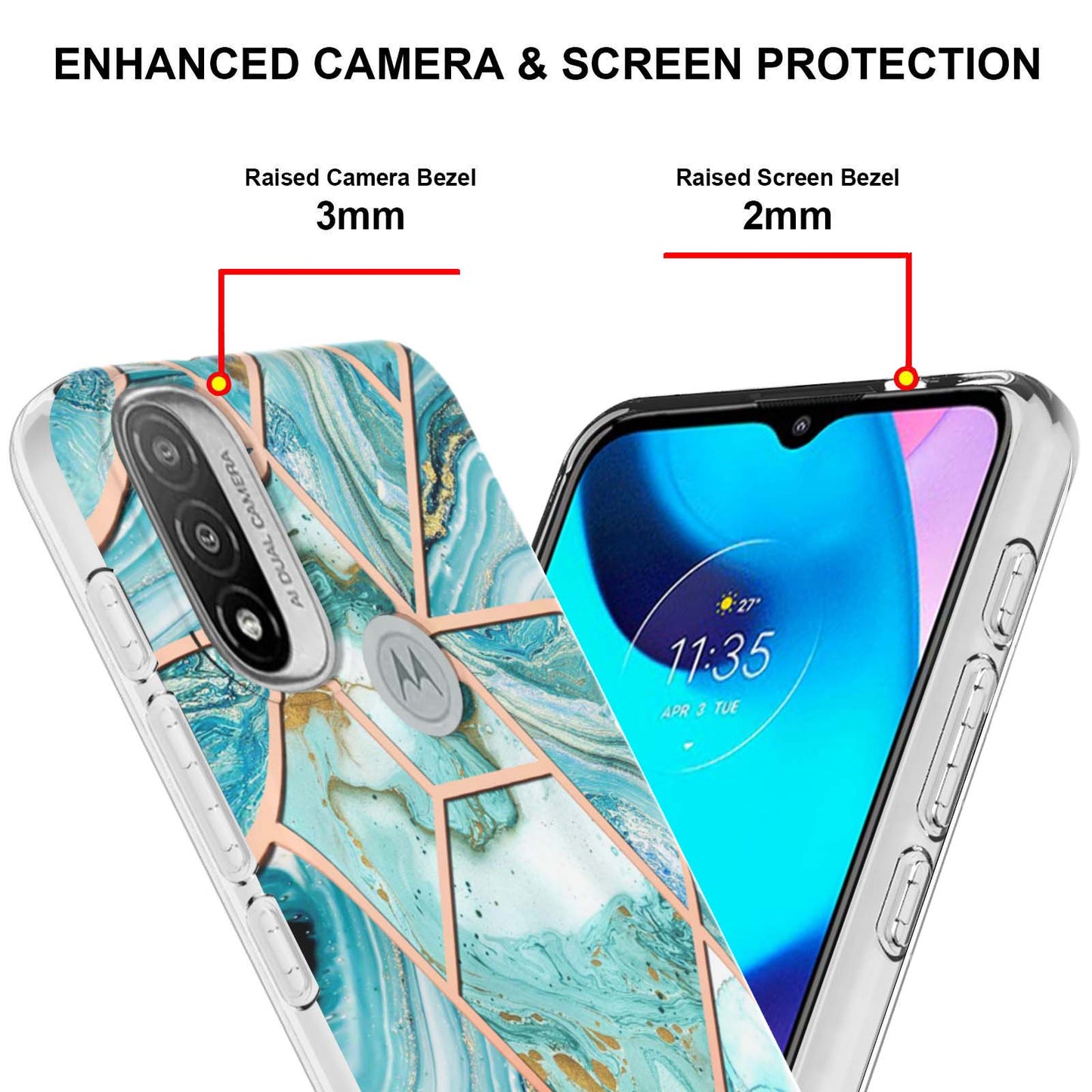 Anti-fingerprint IMD IML TPU Phone Cover Anti-fall Electroplating Marble Pattern 2.0mm Case for Motorola Moto E20/E30/E40