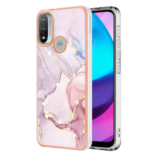 Lightweight Durable IML IMD Marble Pattern Electroplating Frame Stylish TPU Phone Case for Motorola Moto E20/E30/E40