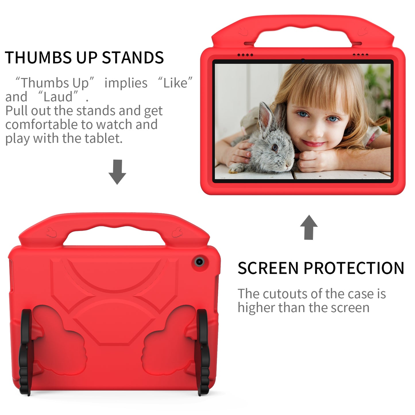 Portable Handle Foldable Thumb Kickstand Shockproof EVA Tablet Case Cover for Lenovo Tab M10 TB-X605F