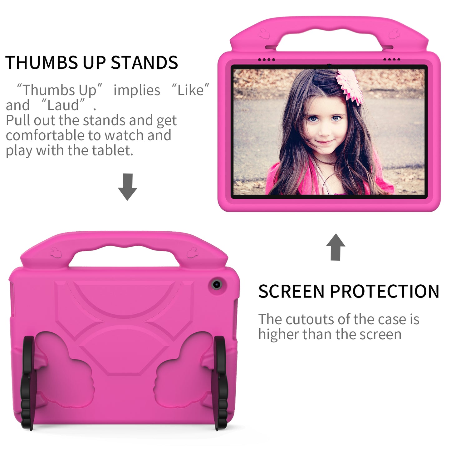 Portable Handle Foldable Thumb Kickstand Shockproof EVA Tablet Case Cover for Lenovo Tab M10 TB-X605F