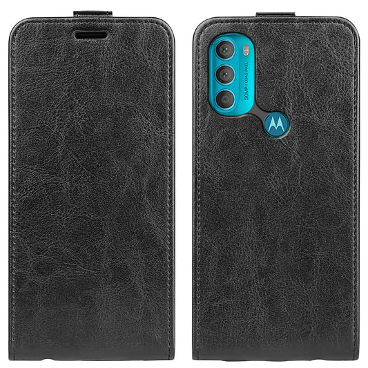 Crazy Horse Texture Full Protection Vertical Flip Leather Cover Phone Shell with Card Slot for Motorola Moto G71 5G