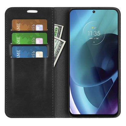 For Motorola Moto G71 5G Mobile Phone Cover Shell TPU and PU Leather Wallet Phone Case with Supporting Stand