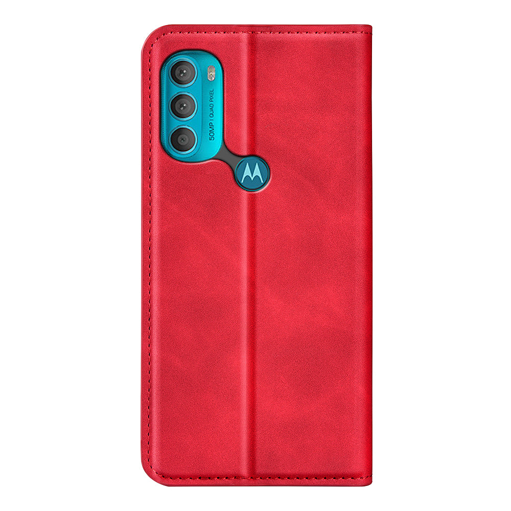 For Motorola Moto G71 5G Mobile Phone Cover Shell TPU and PU Leather Wallet Phone Case with Supporting Stand