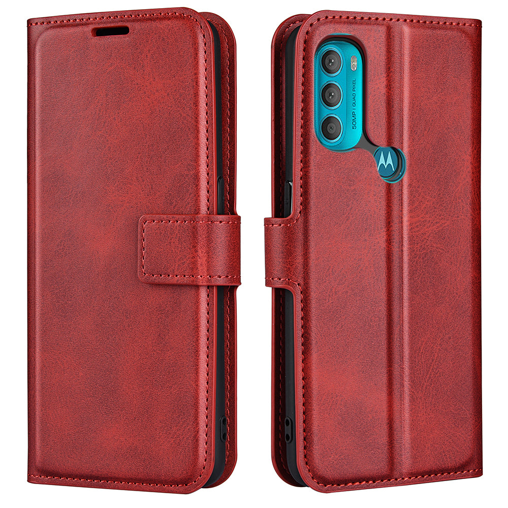 PU Leather + TPU Phone Case Foldable Stand Shockproof Protective Cover for Motorola Moto G71 5G