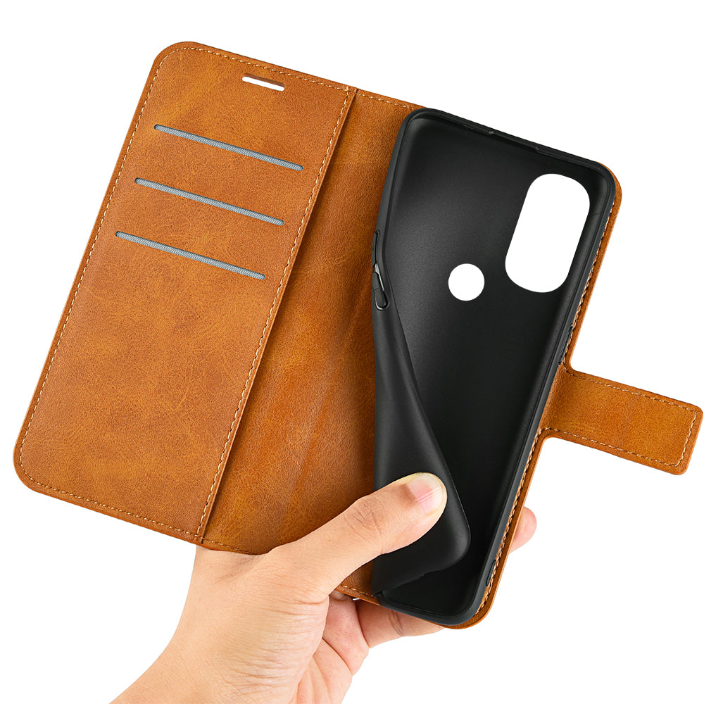 PU Leather + TPU Phone Case Foldable Stand Shockproof Protective Cover for Motorola Moto G71 5G