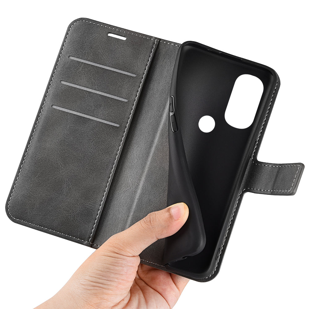 PU Leather + TPU Phone Case Foldable Stand Shockproof Protective Cover for Motorola Moto G71 5G