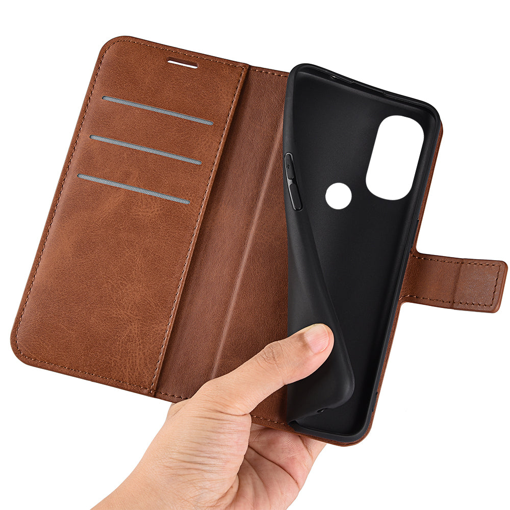 PU Leather + TPU Phone Case Foldable Stand Shockproof Protective Cover for Motorola Moto G71 5G