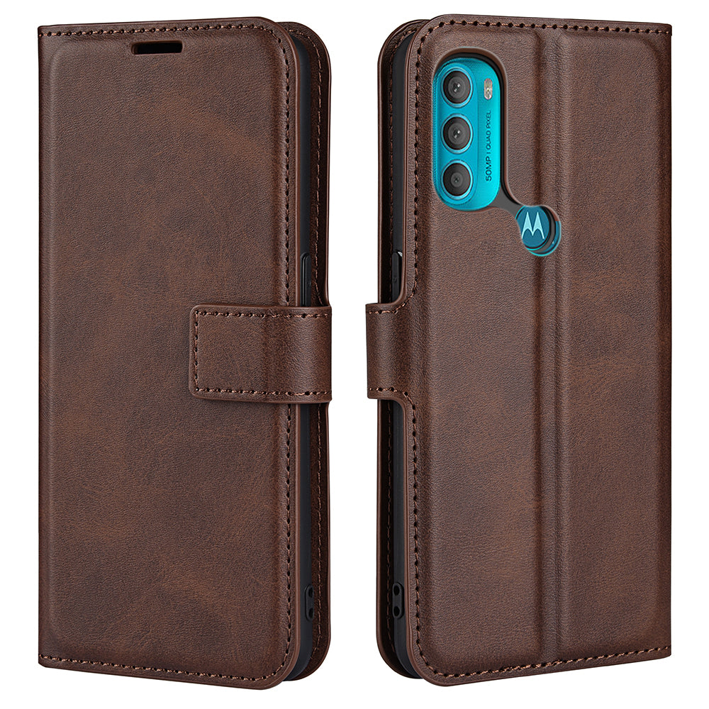 PU Leather + TPU Phone Case Foldable Stand Shockproof Protective Cover for Motorola Moto G71 5G