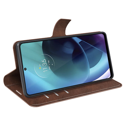 PU Leather + TPU Phone Case Foldable Stand Shockproof Protective Cover for Motorola Moto G71 5G