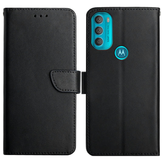 Impact Buffer Nappa Texture Genuine Leather Phone Case Viewing Stand Wallet Cover for Motorola Moto G71 5G