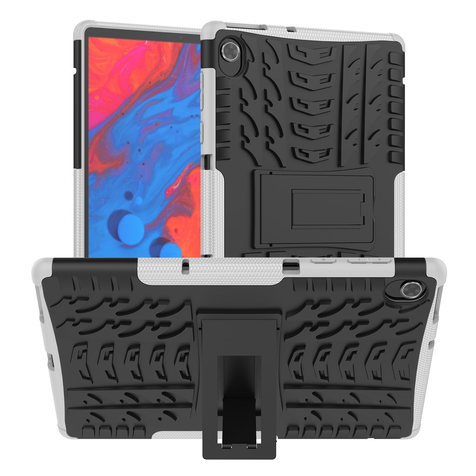 Cool Tire Texture Scratch-resistant PC + TPU Protective Tablet Cover with Kickstand for Lenovo Tab K10