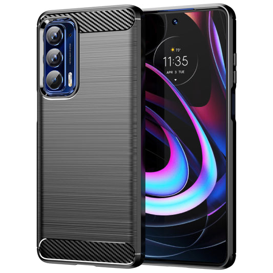 Ultra Thin Flexible TPU Case Scratch-Resistant Carbon Fiber Texture Freely-Twisted Phone Cover with Brushed Surface for Motorola Edge (2021)/Edge 5G UW