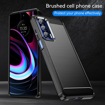 Ultra Thin Flexible TPU Case Scratch-Resistant Carbon Fiber Texture Freely-Twisted Phone Cover with Brushed Surface for Motorola Edge (2021)/Edge 5G UW