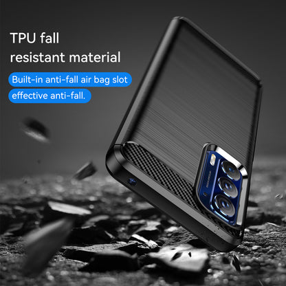 Ultra Thin Flexible TPU Case Scratch-Resistant Carbon Fiber Texture Freely-Twisted Phone Cover with Brushed Surface for Motorola Edge (2021)/Edge 5G UW