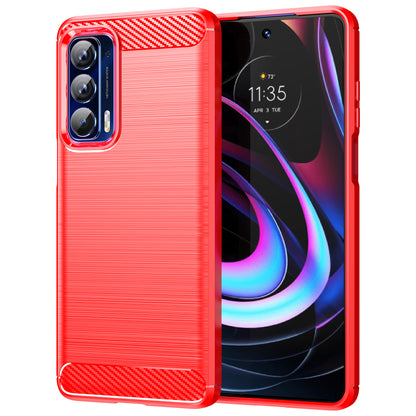 Ultra Thin Flexible TPU Case Scratch-Resistant Carbon Fiber Texture Freely-Twisted Phone Cover with Brushed Surface for Motorola Edge (2021)/Edge 5G UW