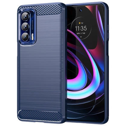 Ultra Thin Flexible TPU Case Scratch-Resistant Carbon Fiber Texture Freely-Twisted Phone Cover with Brushed Surface for Motorola Edge (2021)/Edge 5G UW