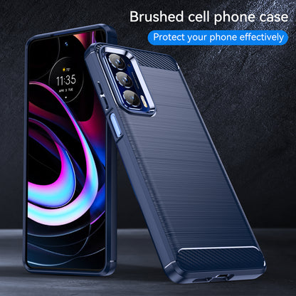 Ultra Thin Flexible TPU Case Scratch-Resistant Carbon Fiber Texture Freely-Twisted Phone Cover with Brushed Surface for Motorola Edge (2021)/Edge 5G UW