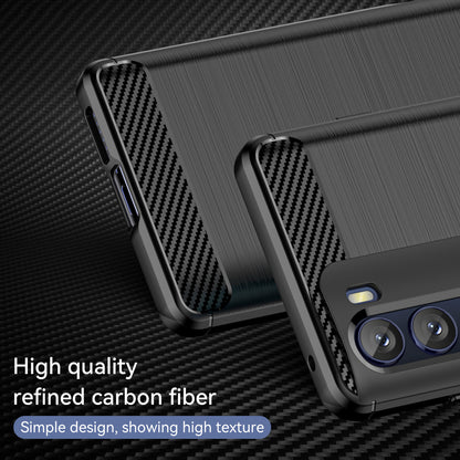 Super Flexible Buffering TPU Case Carbon Fiber Texture Brushed Surface Phone Cover with Air Cushion Corners for Motorola Moto G200 5G/Edge S30