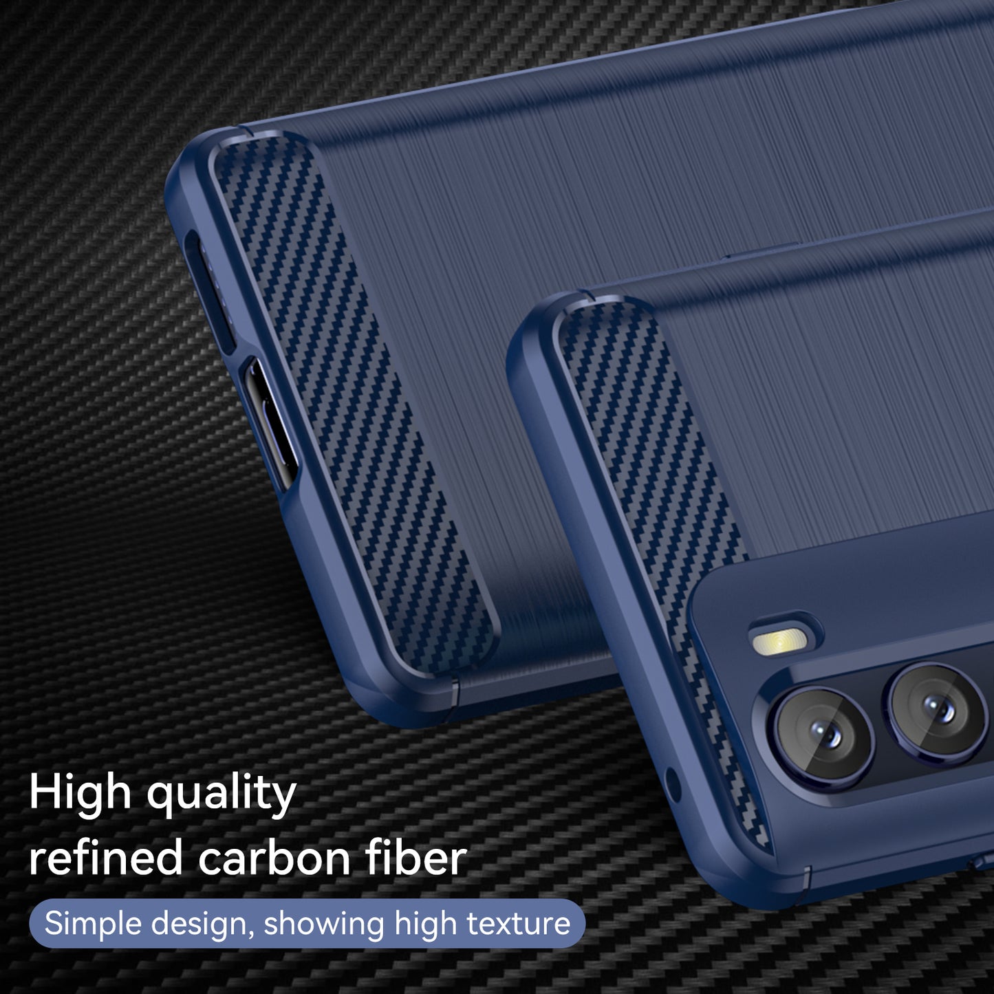 Super Flexible Buffering TPU Case Carbon Fiber Texture Brushed Surface Phone Cover with Air Cushion Corners for Motorola Moto G200 5G/Edge S30