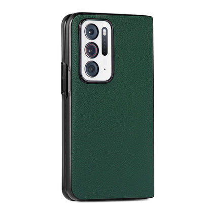 Anti-scratch Rough Litchi Texture Fall Protection PU Leather Coated PC Phone Cover Case for Oppo Find N