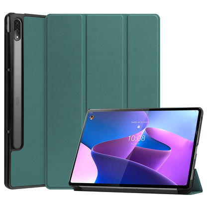 Trifold Stand Tablet Cover for Lenovo Tab P12 Pro, PU Leather + PC Protective Auto Wake/Sleep Smart Case