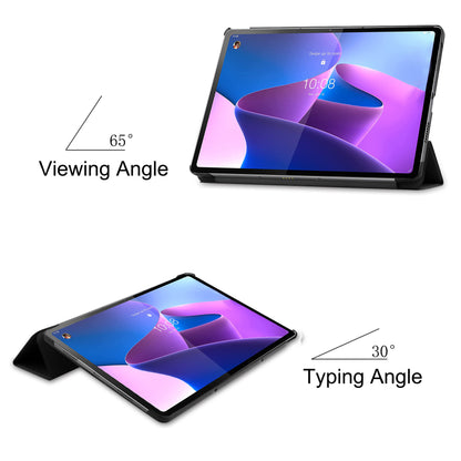 Trifold Stand Tablet Cover for Lenovo Tab P12 Pro, PU Leather + PC Protective Auto Wake/Sleep Smart Case