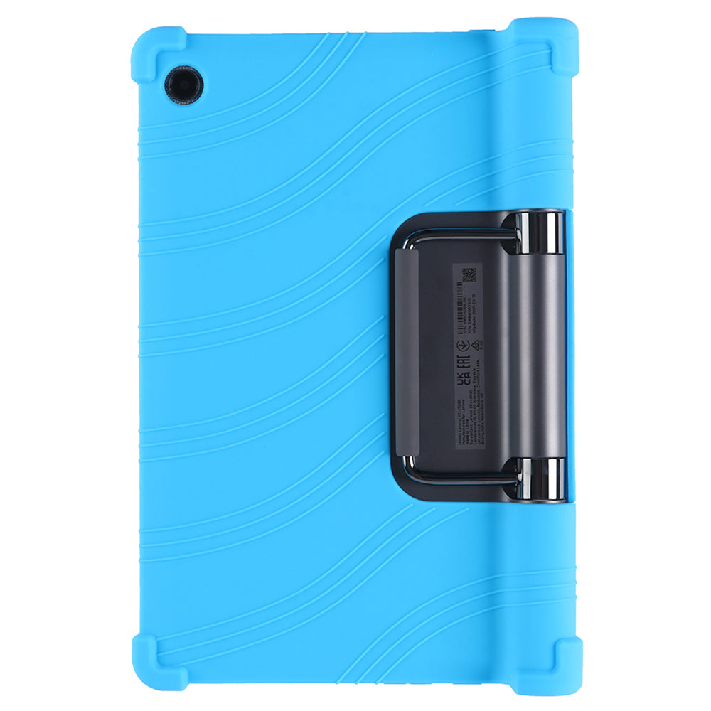 For Lenovo Yoga Tab 11 Flexible Silicone Thickened Four Corners Anti-fall Tablet Case Cover with Foldable Kickstand