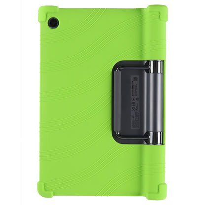 For Lenovo Yoga Tab 11 Flexible Silicone Thickened Four Corners Anti-fall Tablet Case Cover with Foldable Kickstand