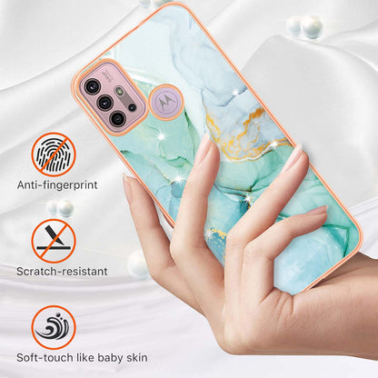 LB3 Series IMD Electroplating Phone Case for Motorola Moto G30 / Moto G20 / Moto G10, Stylish Marble Design TPU Shockproof Fingers-free Protective Cover