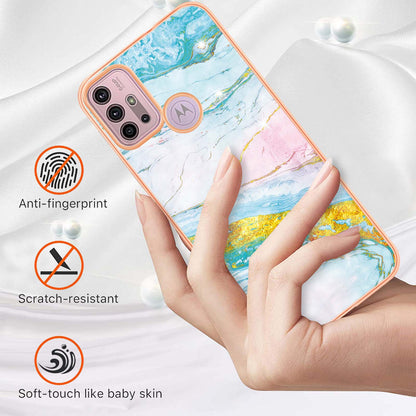 LB3 Series IMD Electroplating Phone Case for Motorola Moto G30 / Moto G20 / Moto G10, Stylish Marble Design TPU Shockproof Fingers-free Protective Cover