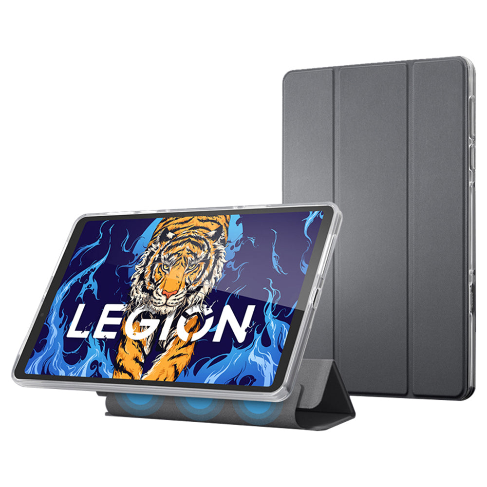 For Lenovo Legion Y700 Magnetic Tri-fold Stand PU Leather + TPU + Microfiber Leather All-round Protection Tablet Cover Case