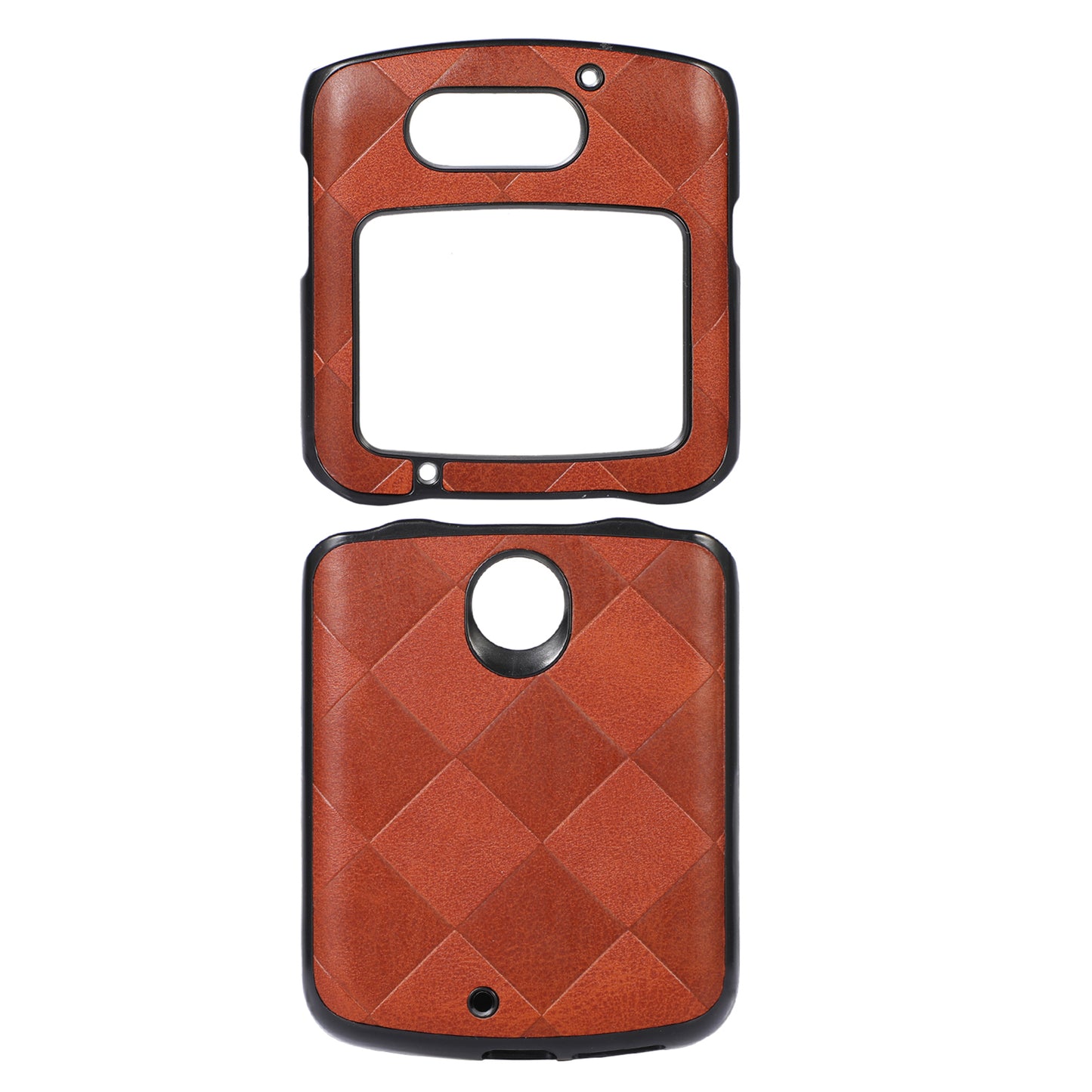 For Motorola Razr 5G Grid Texture PU Leather Coated Phone Case Hard PC + Soft TPU Protective Cover