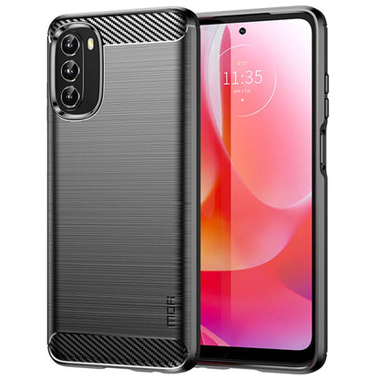 MOFI JK TPU Series-1 for Motorola Moto G 5G (2022) Phone Protector Carbon Fiber Texture Soft TPU Brushed Surface Anti-fall Case