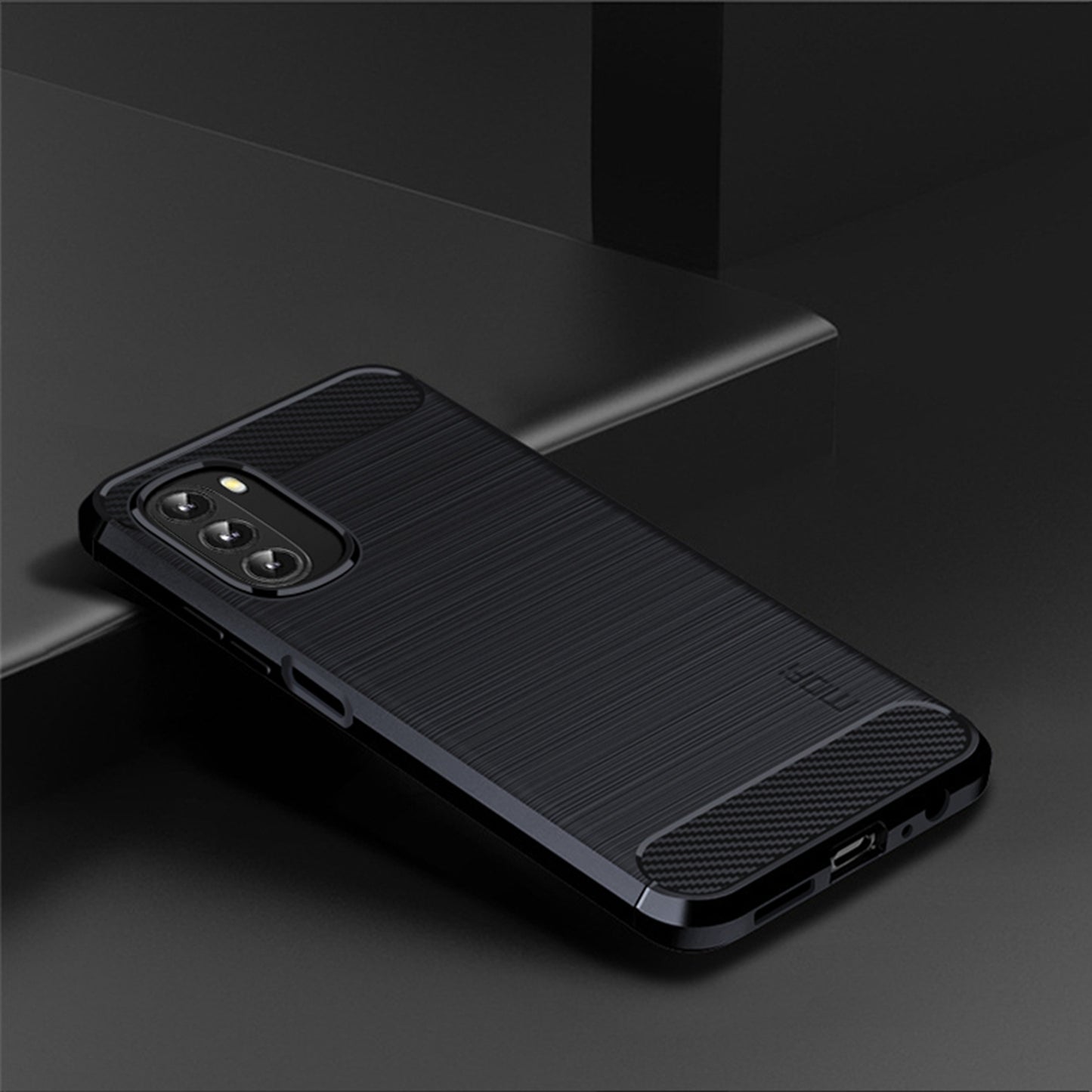 MOFI JK TPU Series-1 for Motorola Moto G 5G (2022) Phone Protector Carbon Fiber Texture Soft TPU Brushed Surface Anti-fall Case