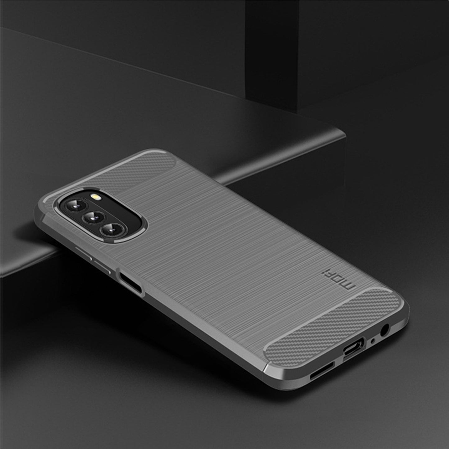 MOFI JK TPU Series-1 for Motorola Moto G 5G (2022) Phone Protector Carbon Fiber Texture Soft TPU Brushed Surface Anti-fall Case