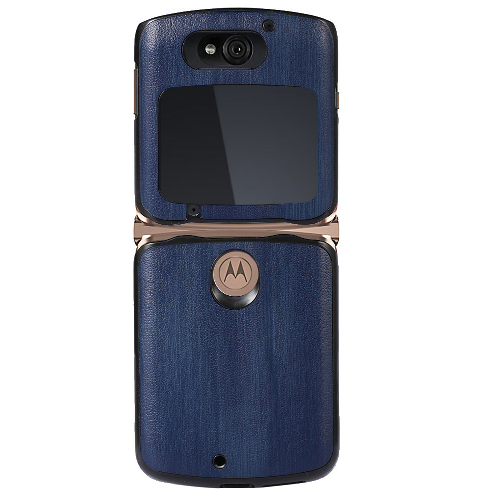 Vertical Flip Textured PU Leather Coated Hybrid Case for Motorola Razr 5G, Slim Pocket Szie TPU + PC Bottom Mobile Phone Cover Accessory