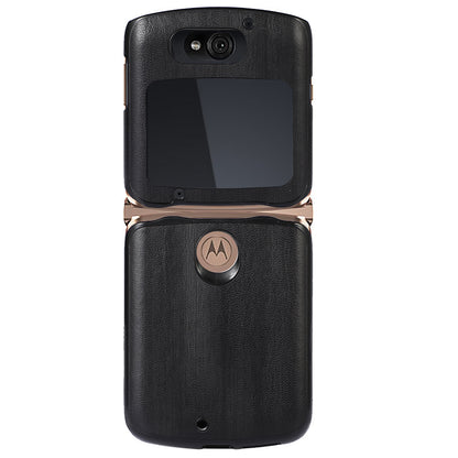 Vertical Flip Textured PU Leather Coated Hybrid Case for Motorola Razr 5G, Slim Pocket Szie TPU + PC Bottom Mobile Phone Cover Accessory