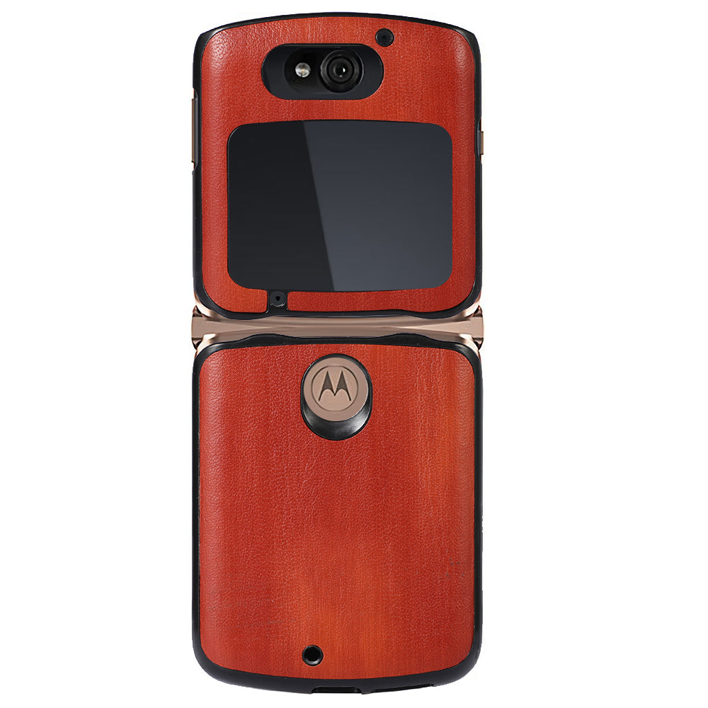 Vertical Flip Textured PU Leather Coated Hybrid Case for Motorola Razr 5G, Slim Pocket Szie TPU + PC Bottom Mobile Phone Cover Accessory