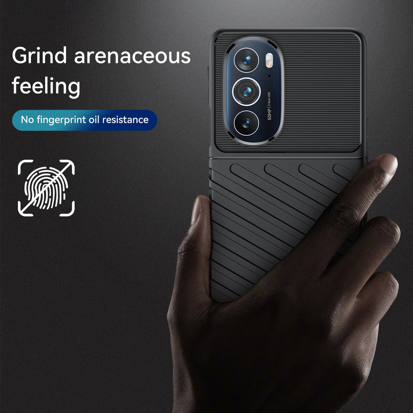 For Motorola Edge 30 Pro Thunder Series Twill Texture Thickened Anti-fall Protection TPU Case Phone Cover