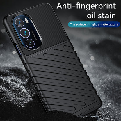 For Motorola Edge 30 Pro Thunder Series Twill Texture Thickened Anti-fall Protection TPU Case Phone Cover