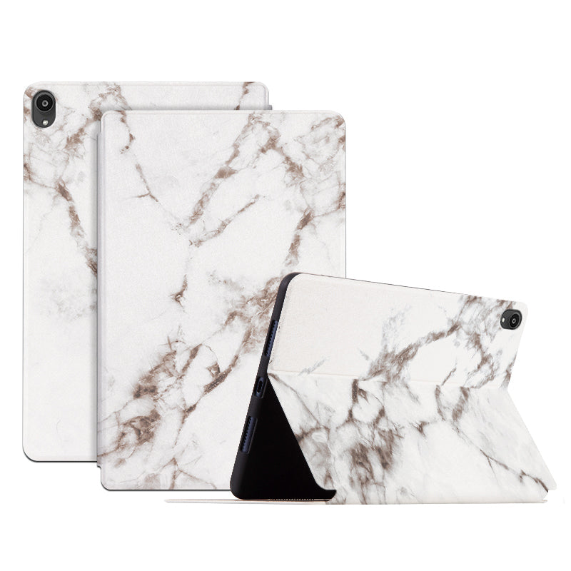 For Lenovo Tab P11 TB-J606F / Tab P11 5G Stylish Marble Pattern Printing Case PU Leather + TPU Stand Anti-scratch Tablet Cover