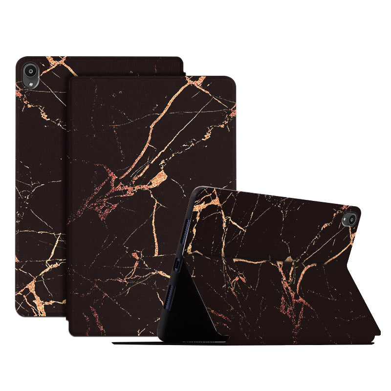 For Lenovo Tab P11 TB-J606F / Tab P11 5G Stylish Marble Pattern Printing Case PU Leather + TPU Stand Anti-scratch Tablet Cover