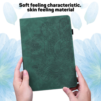 For Lenovo Legion Y700 Elastic Band Anti-fall Imprinting Flower Card Slots Stand Design PU Leather Tablet Cover Case