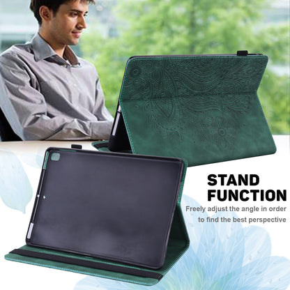 For Lenovo Legion Y700 Elastic Band Anti-fall Imprinting Flower Card Slots Stand Design PU Leather Tablet Cover Case