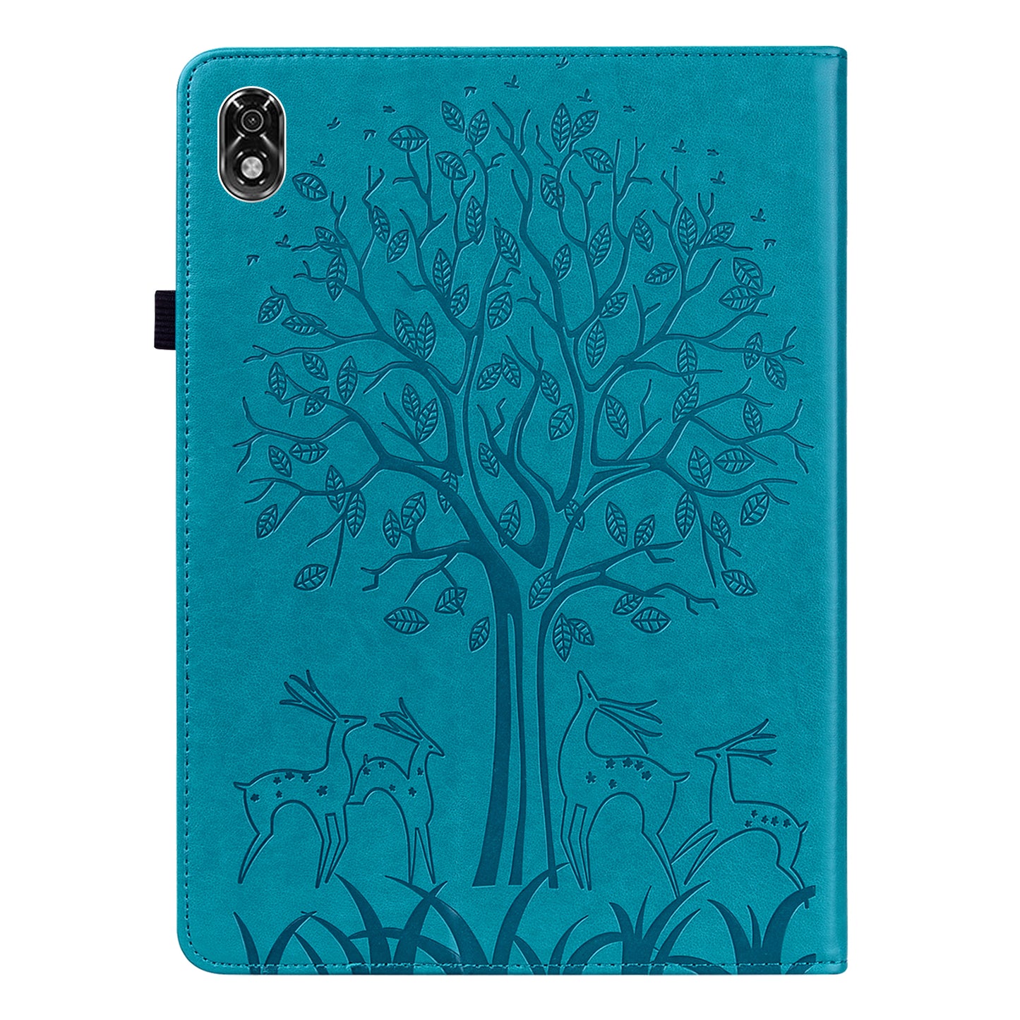 For Lenovo Legion Y700 Elastic Band Design Imprinting Tree Deer Pattern Card Slots Stand Shockproof PU Leather Tablet Cover Case