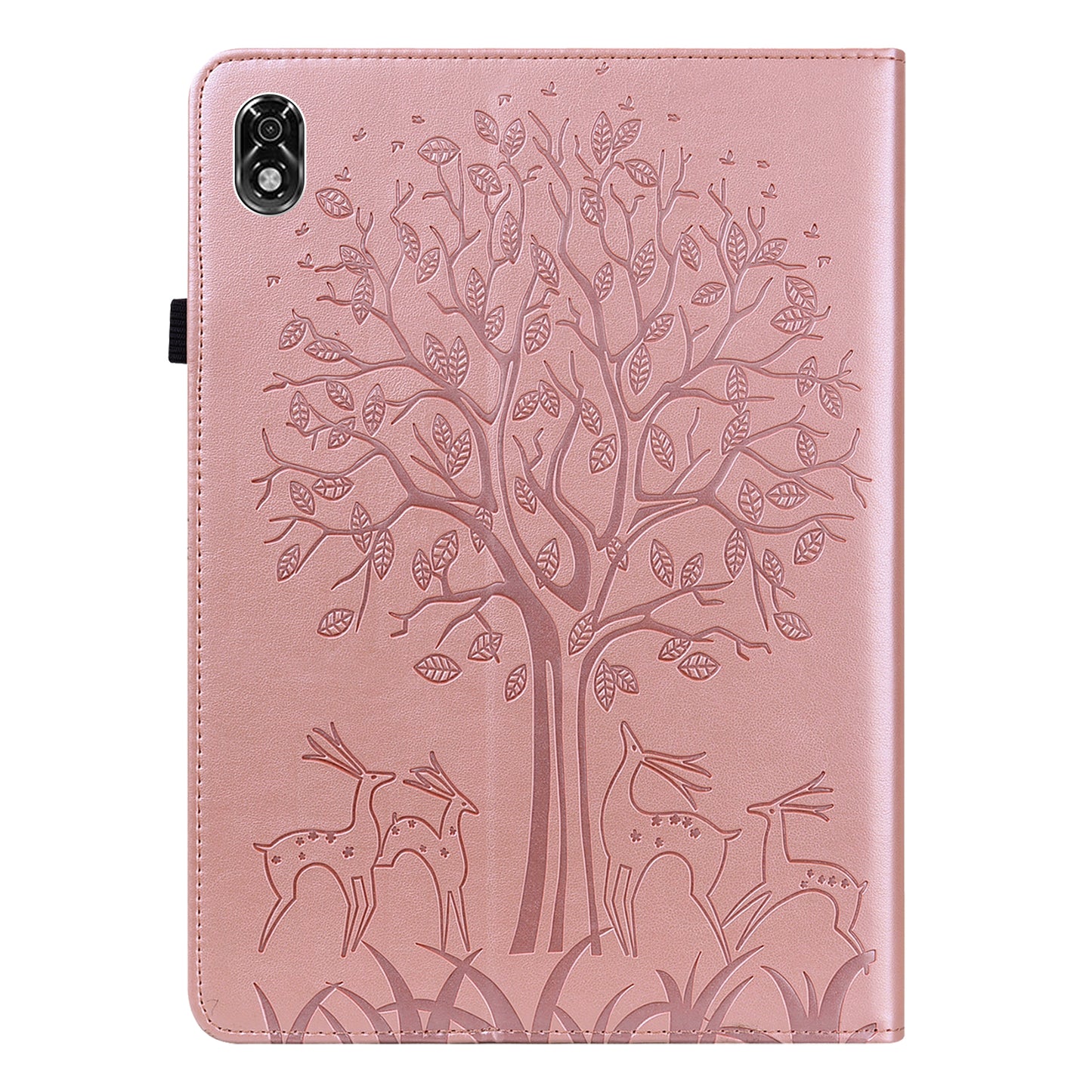 For Lenovo Legion Y700 Elastic Band Design Imprinting Tree Deer Pattern Card Slots Stand Shockproof PU Leather Tablet Cover Case