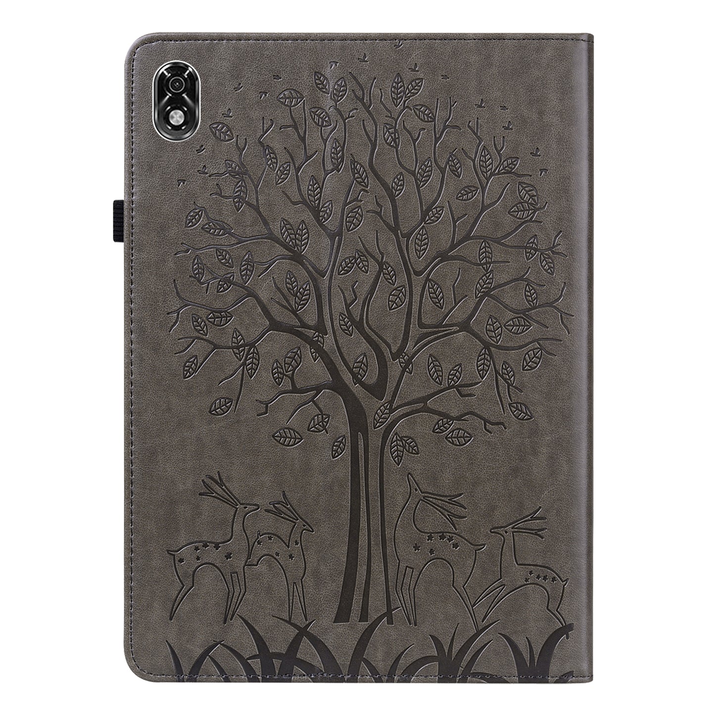 For Lenovo Legion Y700 Elastic Band Design Imprinting Tree Deer Pattern Card Slots Stand Shockproof PU Leather Tablet Cover Case